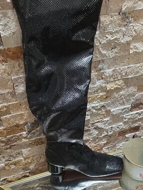 Franco Sarto Black Textured Knee-High Boot